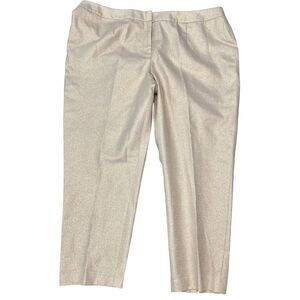 Talbots Signature Fit Gold Metallic Ankle Pants 24W NWT Luxe Party Glam Chic
